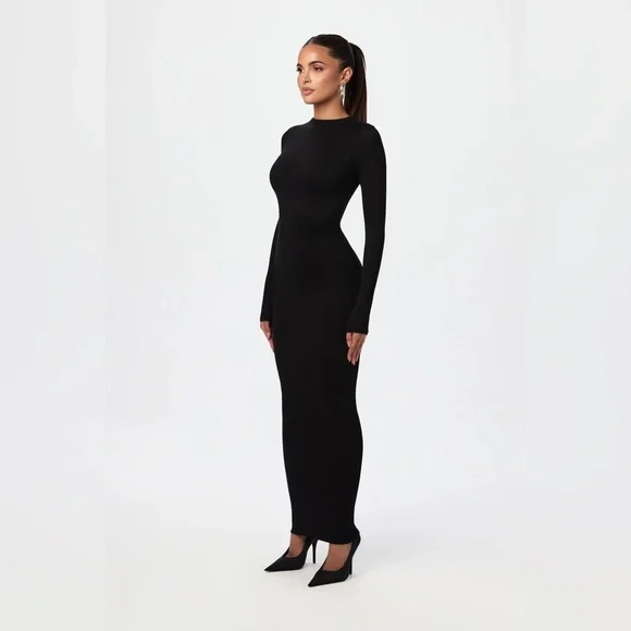 chinese dress ladies Knit Off-Shoulder Sweater Maxi Dress